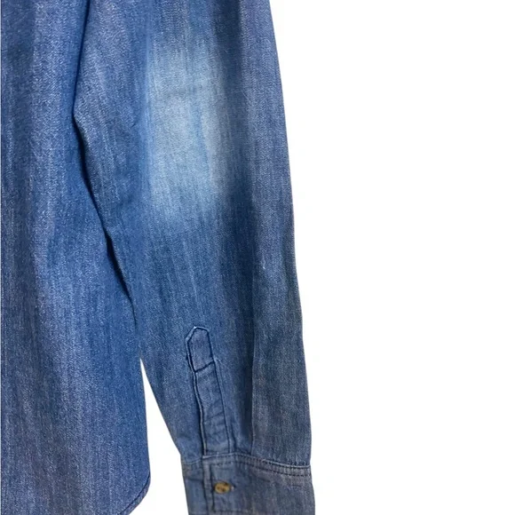 Mudd Floral Denim Button-Up Western Floral Shirt Size XL - Picture 3 of 8